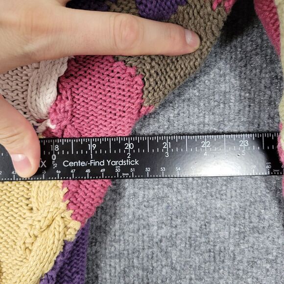 CASUAL CORNER Rainbow Argyle 3D Cable Knit Cardigan Cottagecore SIZE SMALL - Picture 9 of 10